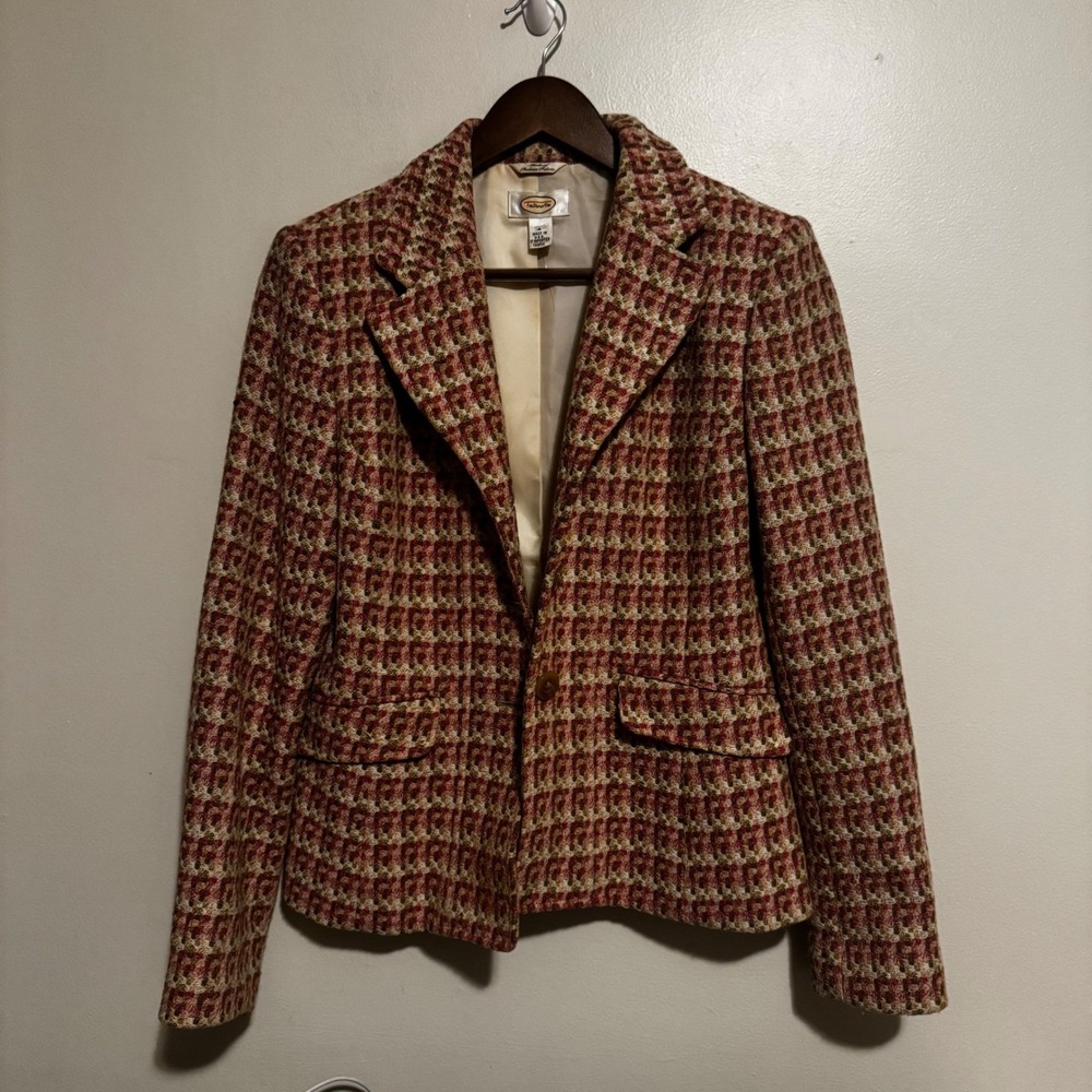 VTG Talbots Women's Blazer Tweed Multi Color Size 4 Italian Fabrics 70% Wool